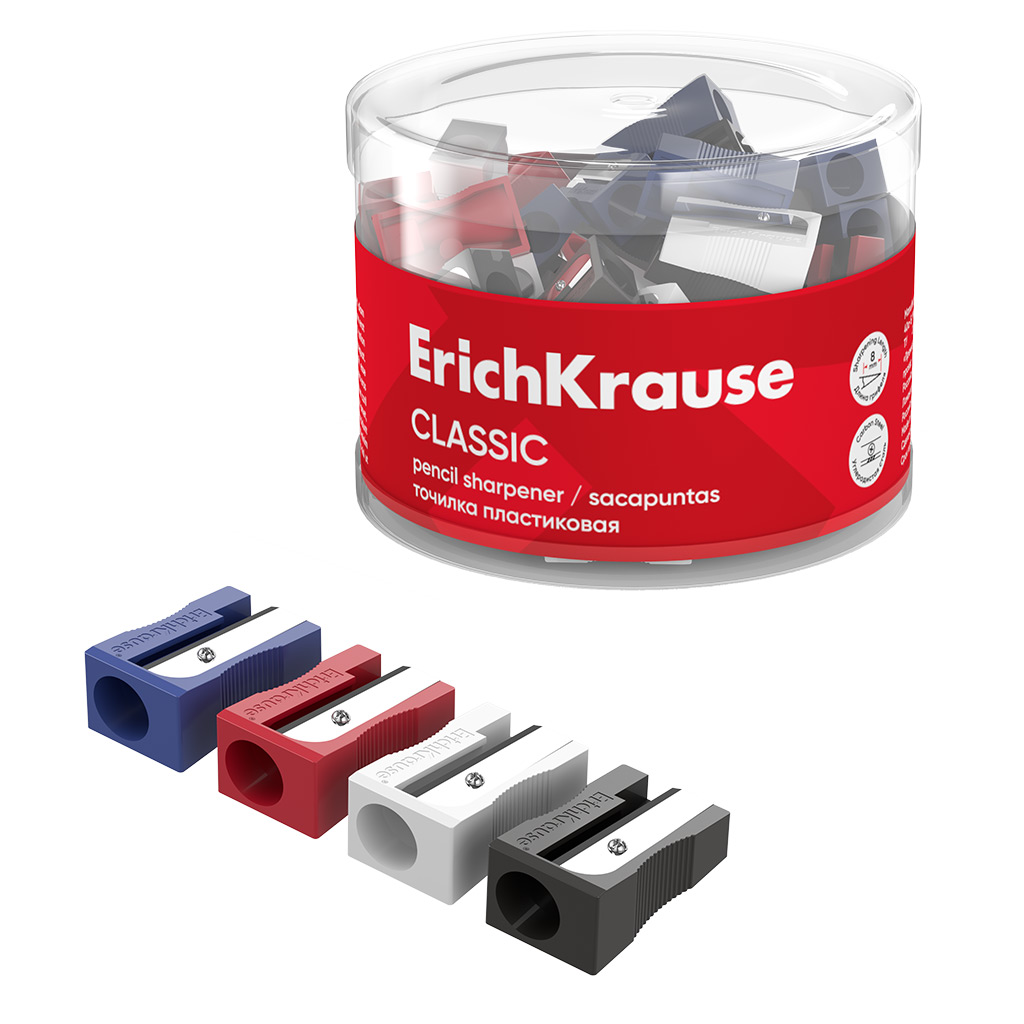 Точилка пластиковая ErichKrause EasySharp Classic 59984 ассорти в тубусе по 60 шт 1503₽