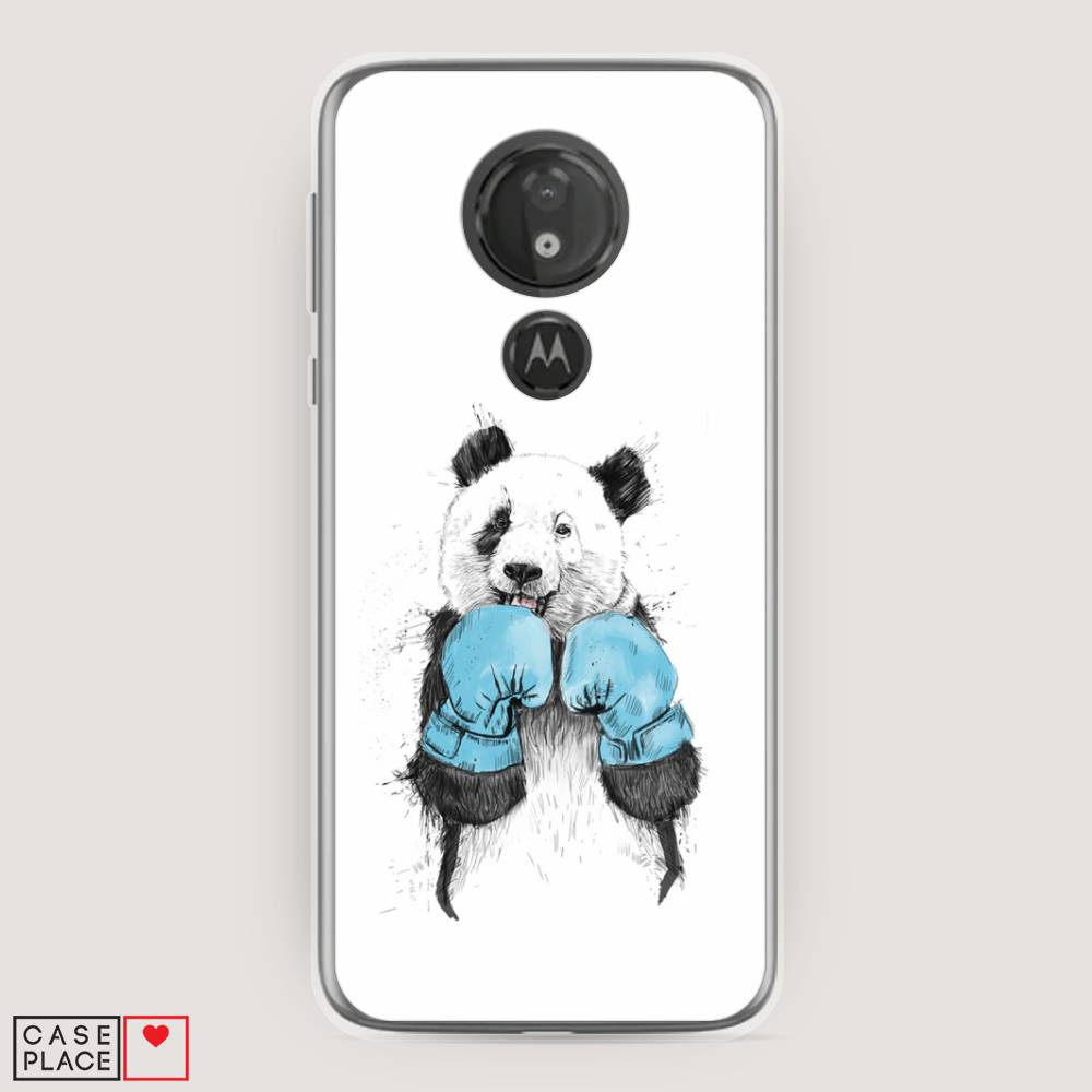 

Чехол на Motorola Moto G7 Power "Панда боксер", Голубой;белый;серый, 241350-1
