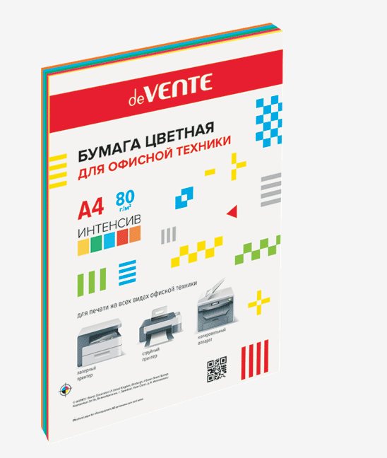 Бумага для ксерокса deVente цветная А4 20л интенсив 5 цветов