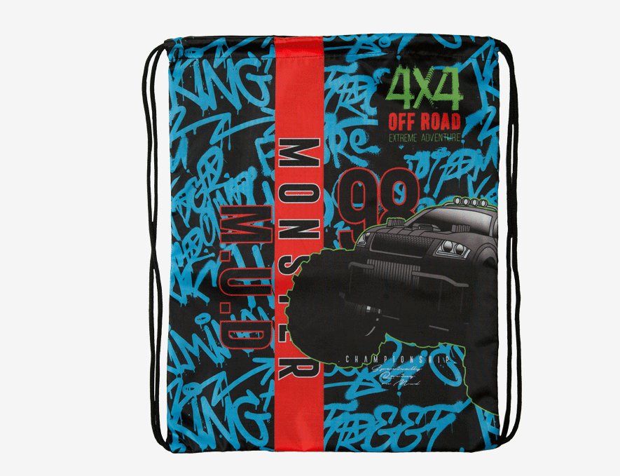 

Мешок для смен.обуви 35х43см Attomex Offroad Monster 7048317 deVente, Черный, 1831636