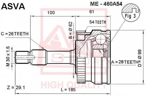 

ASVA ME-460A54 ШРУС наруж.28x62x26 MERCEDES G-CLASS ()