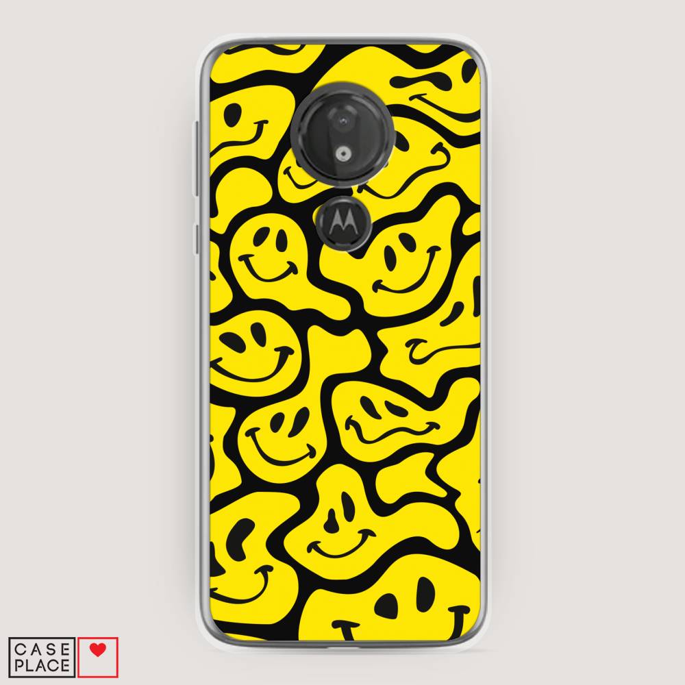 

Чехол на Motorola Moto G7 Power "Расплывчатые смайлики желтые", Черный;желтый, 241350-6