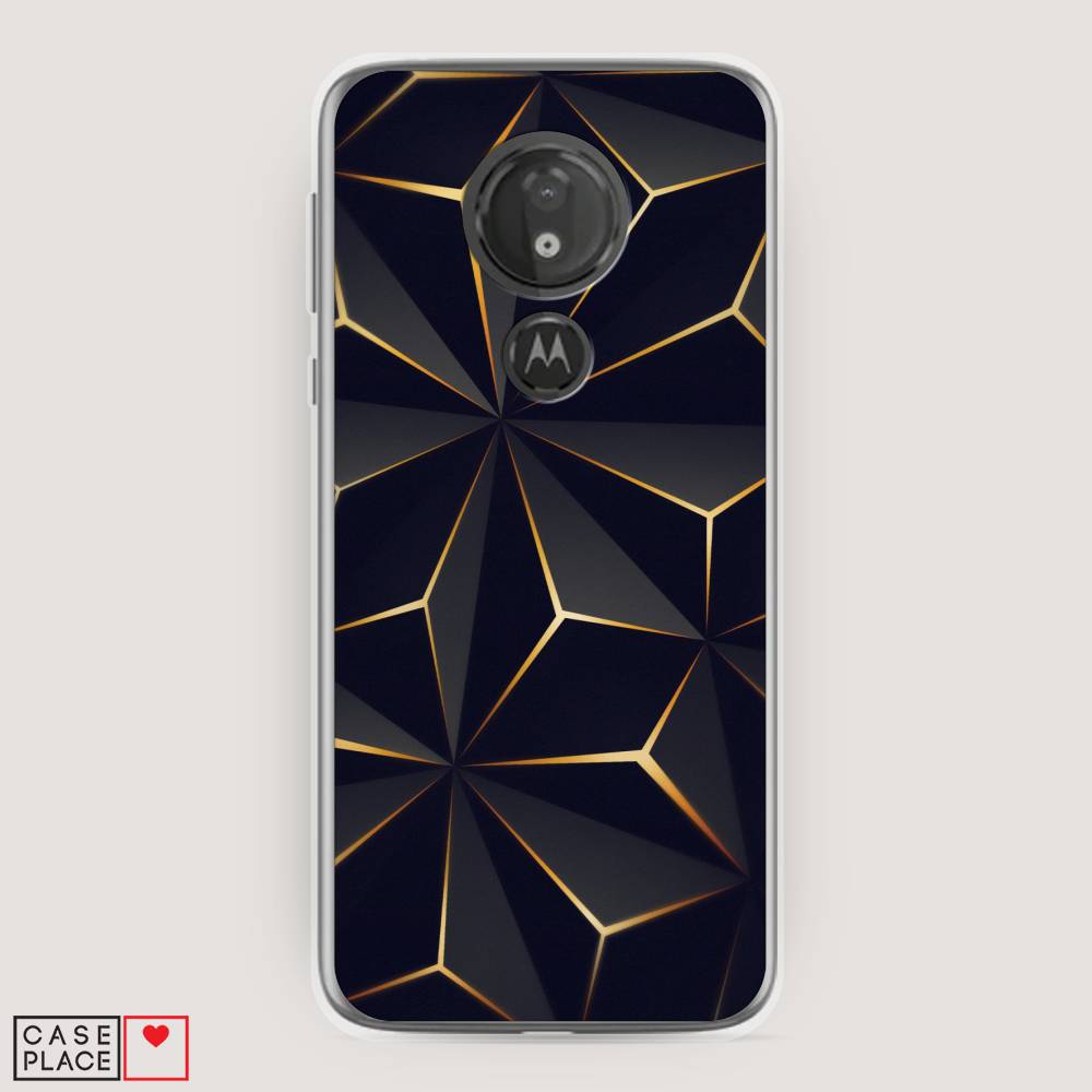 

Чехол на Motorola Moto G7 Power "Черные полигоны", Золотистый;черный, 241350-3