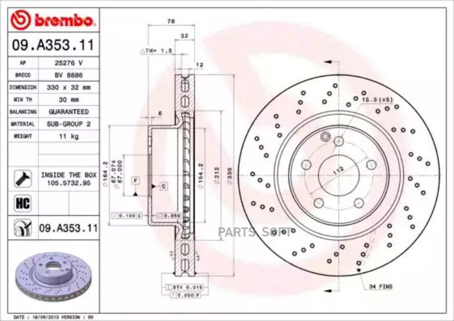 

Тормозной диск brembo комплект 1 шт. 09A35311