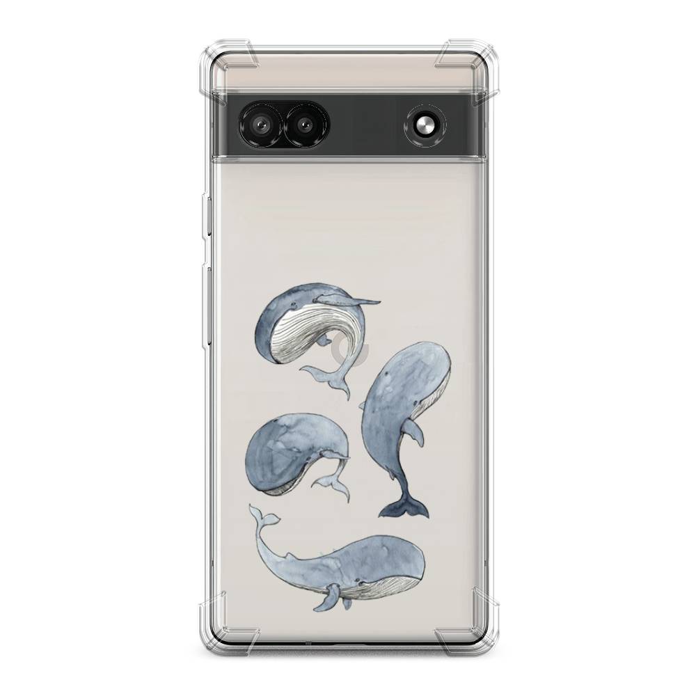 

Чехол Awog на Google Pixel 6A "Киты", Белый;прозрачный;голубой, 271151-1