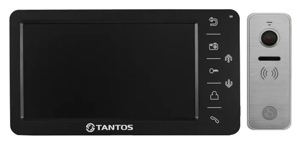 Комплект видеодомофона Tantos Amelie SD (черный) и iPanel 2+(Metal) детектор движения tantos