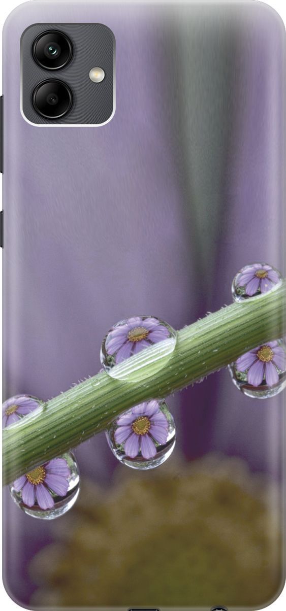 

Чехол на Samsung Galaxy A04 "Сиреневые цветы в каплях", Зеленый;фиолетовый, 158423