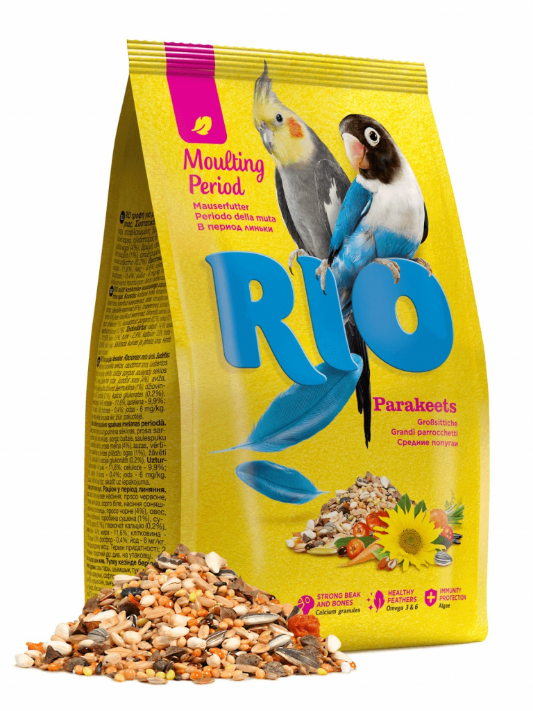 Сухой корм для средних попугаев RIO в период линьки, 10шт по 500г