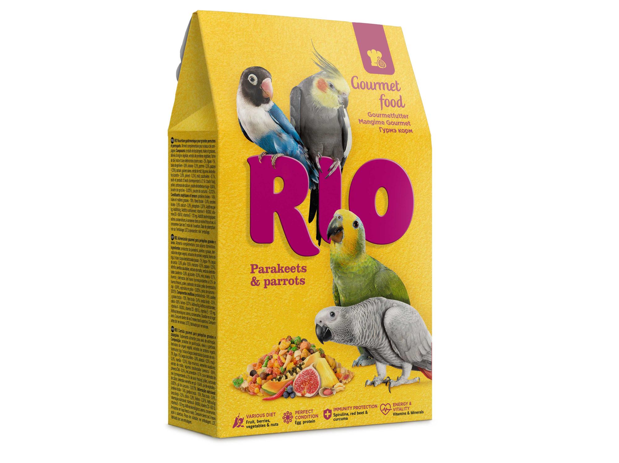 Сухой корм для средних и крупных попугаев RIO Гурмэ, 3шт по 250г