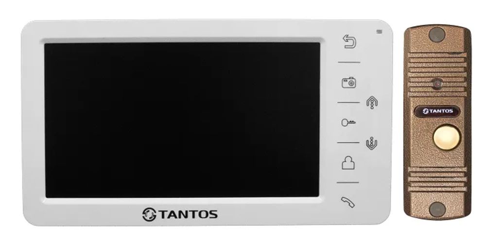 Комплект видеодомофона Tantos Amelie SD (белый) и Walle+ (медь)