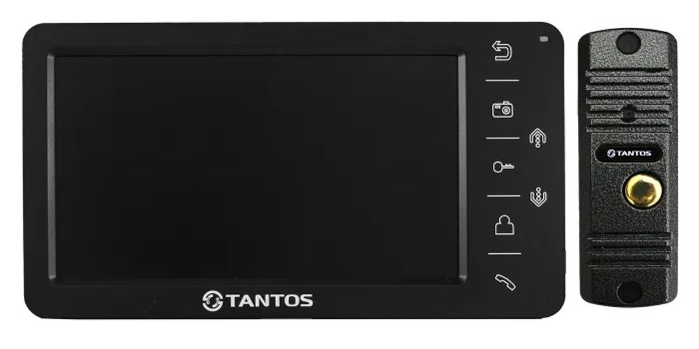 Комплект видеодомофона Tantos Amelie SD (черный) и Walle+ (серебро)