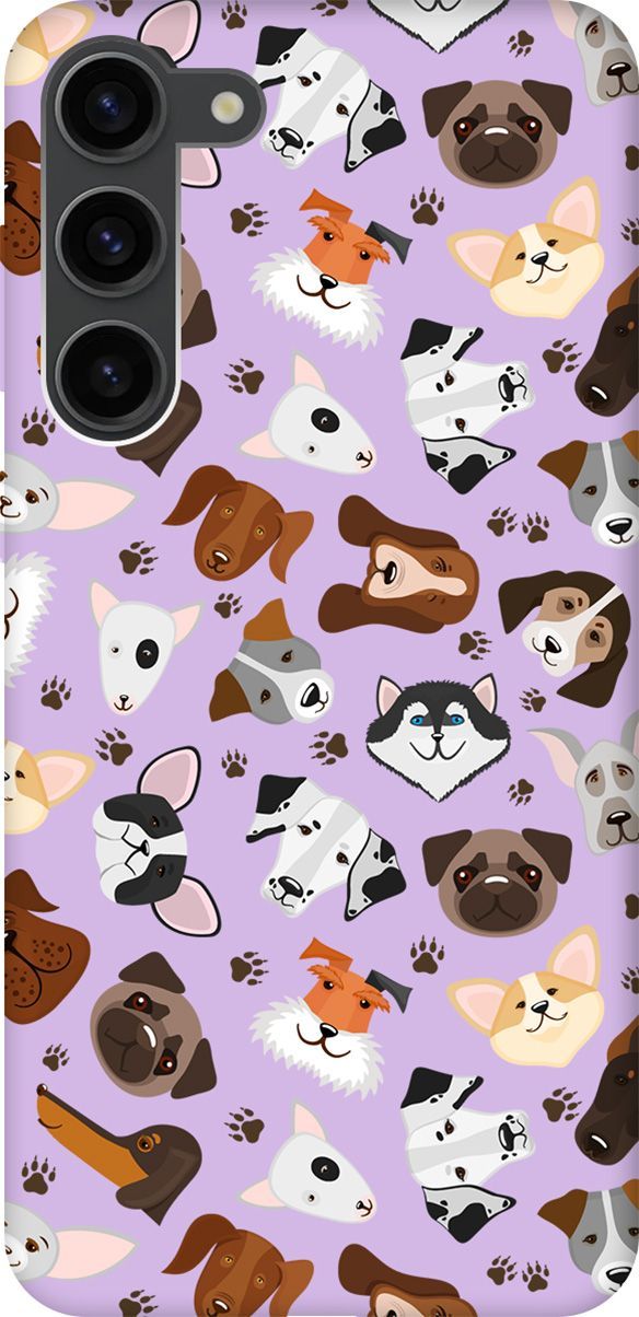 

Чехол на Samsung Galaxy S23+ "Dogs Pattern" сиреневый, Фиолетовый;коричневый, 158410