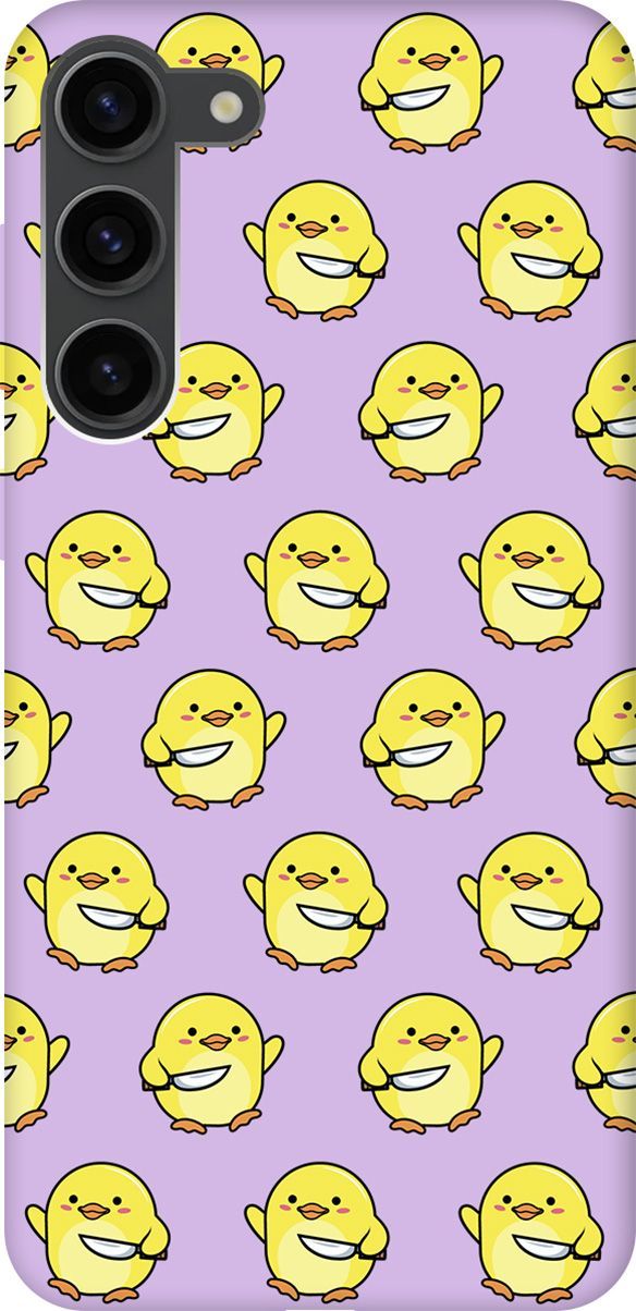 

Чехол на Samsung Galaxy S23+ "Chick With Knife" сиреневый, Фиолетовый;желтый, 158410