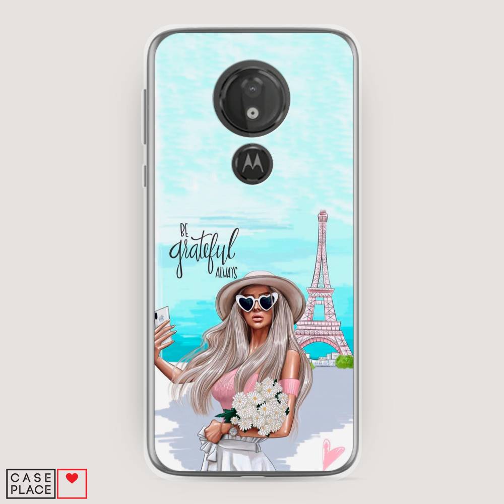 

Чехол на Motorola Moto G7 Power "Селфи Париж", Голубой;бежевый, 241350-6