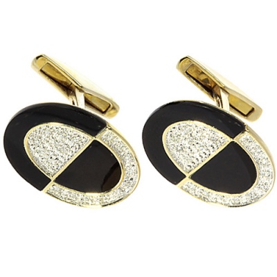 Запонки из желтого золота Джей Ви KA3076CF_BO_OX_YG, оникс