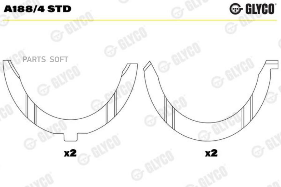 GLYCO A1884STD Полукольца коленвала ДВС упорные (к-т)