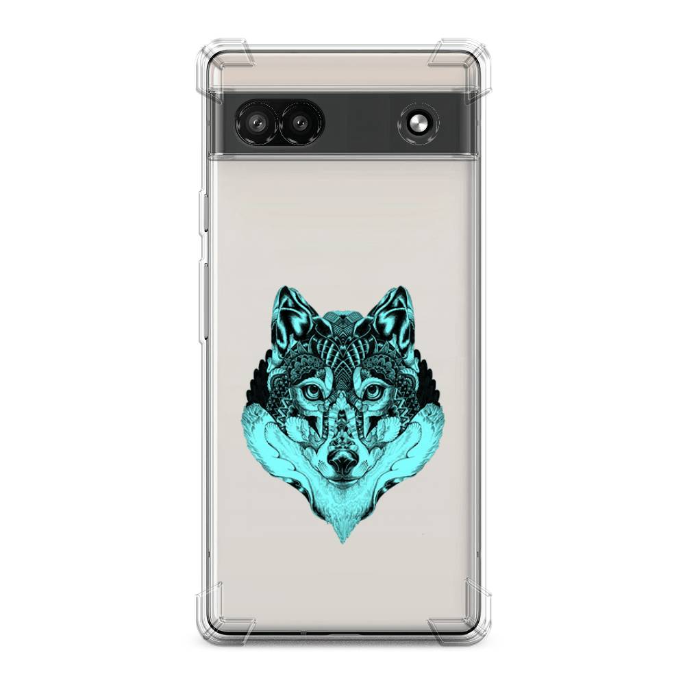 

Чехол Awog на Google Pixel 6A "Бирюзовый волк", Голубой;черный, 271151-1