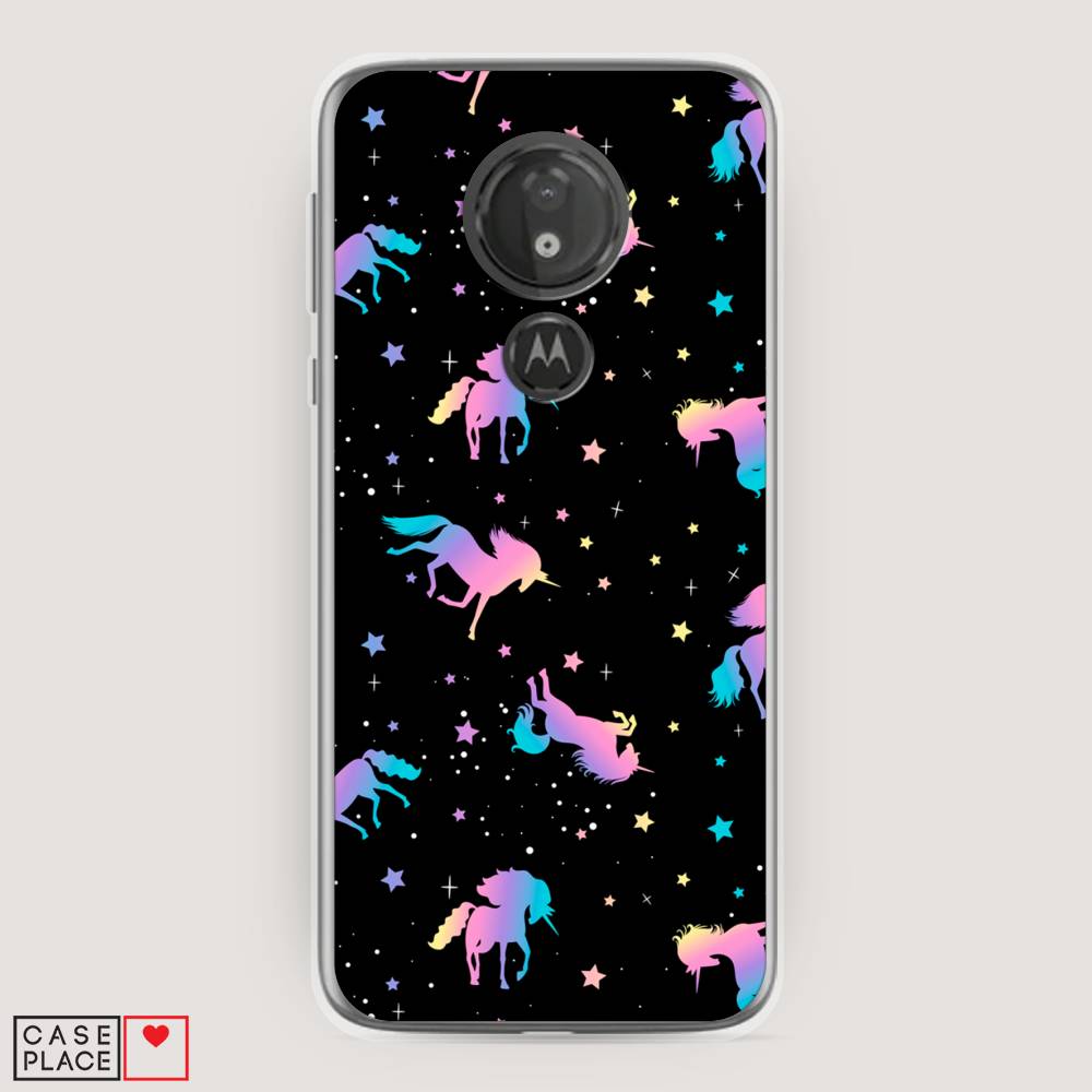 

Чехол на Motorola Moto G7 Power "Единороги градиент", Черный;розовый;голубой, 241350-1