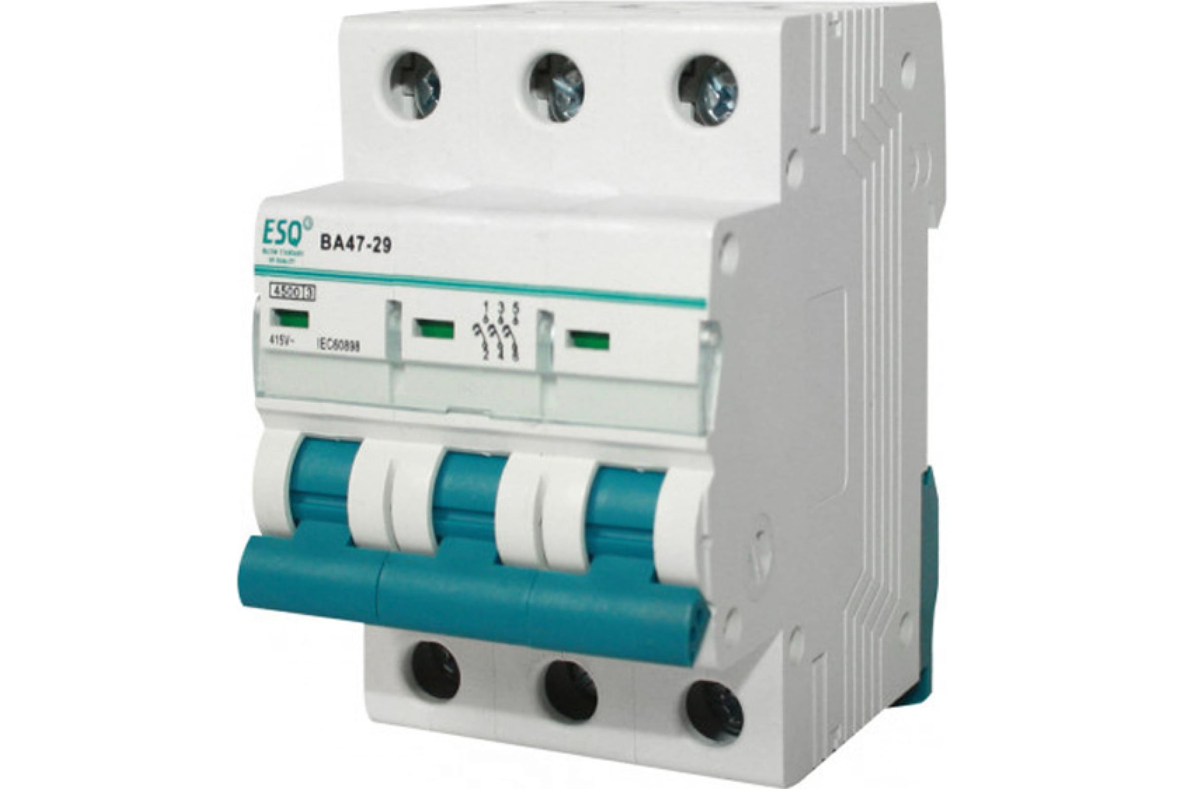 ESQ Автоматический выключатель ВА 47-29_3 полюса 25А ток к.з. 4.5кА хар-ка С 14.03.01.0000