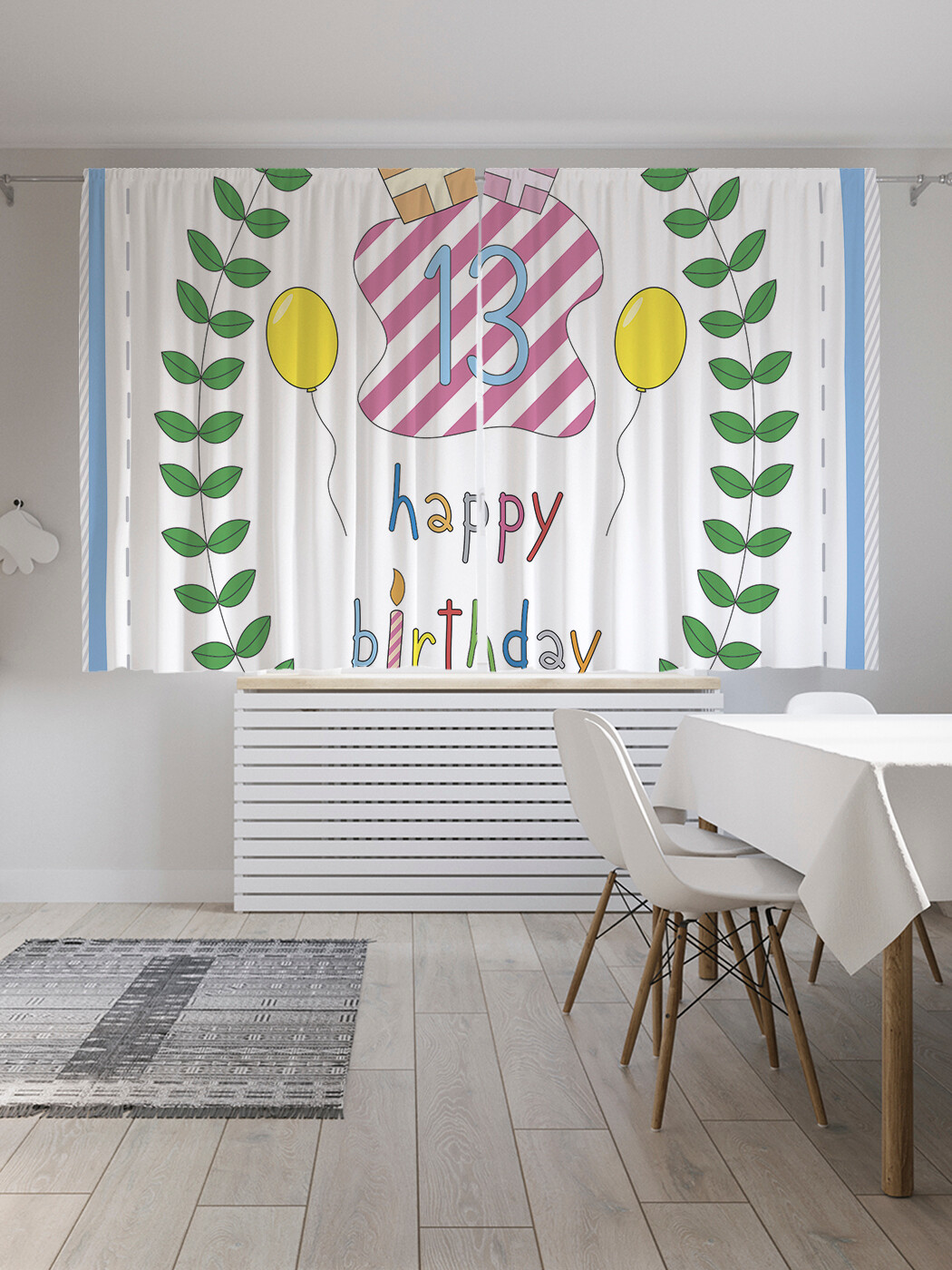 

Шторы короткие JoyArty Подарки для тринадцатилетнего именинника, сатен, 290x180 см