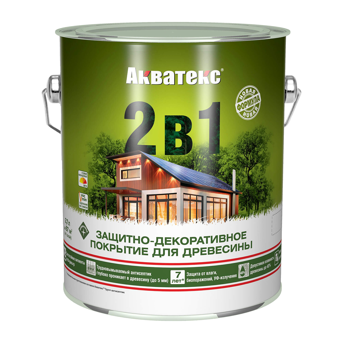 фото Защитно-декоративное покрытие для дерева акватекс 2 в 1, полуматовое, 2,7 л, груша