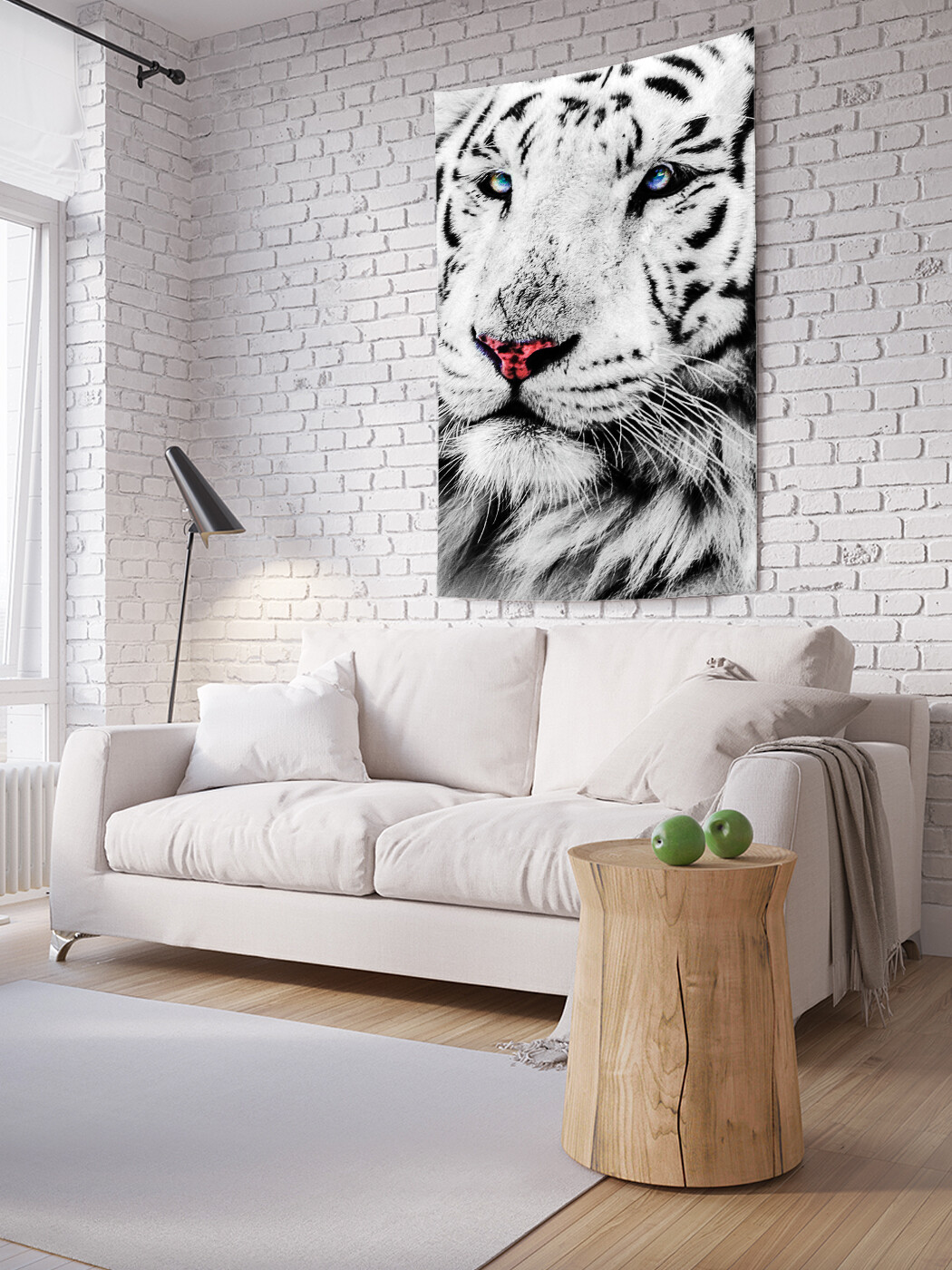 белый тигр в интерьере