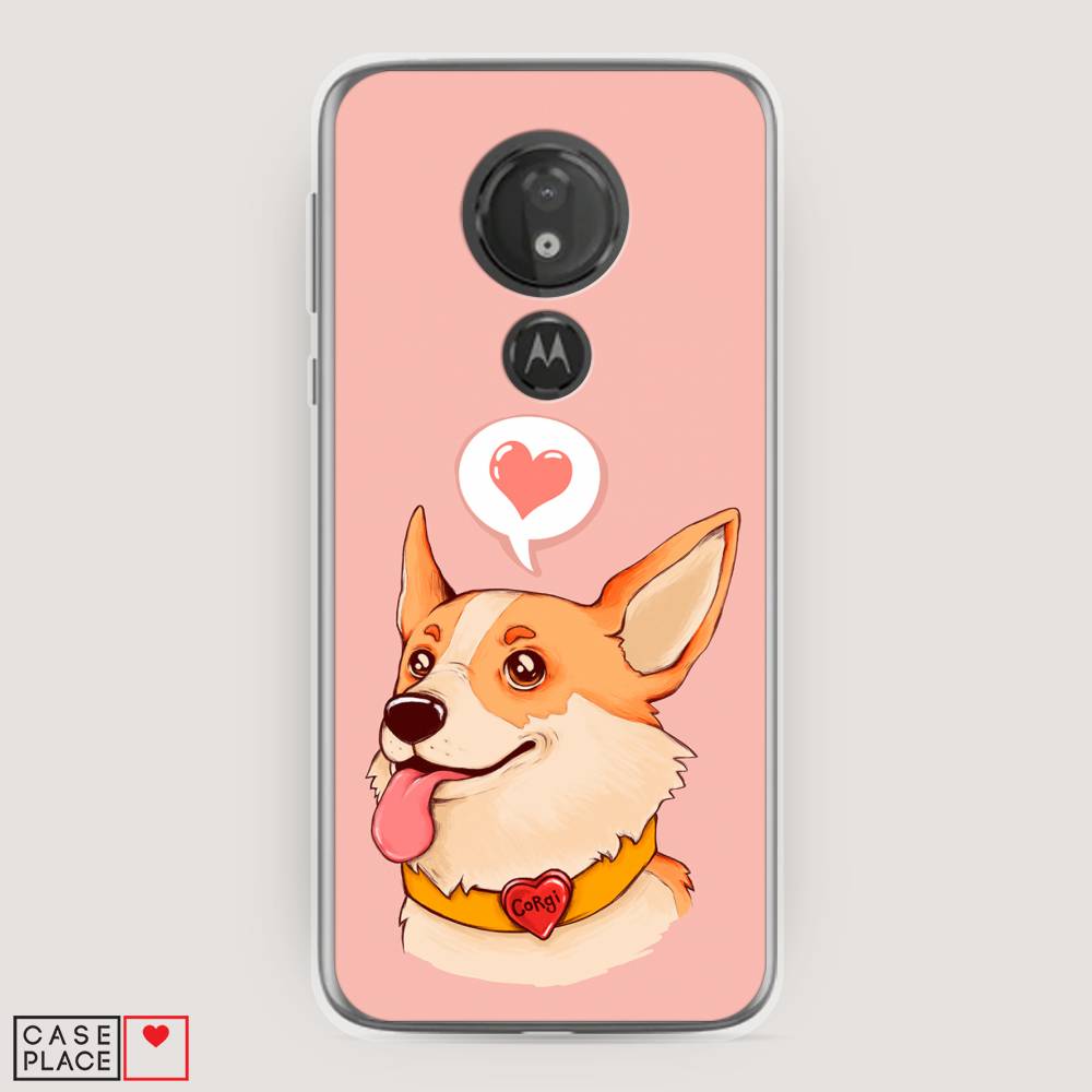 

Чехол на Motorola Moto G7 Power "Корги язык", Розовый;коричневый, 241350-1