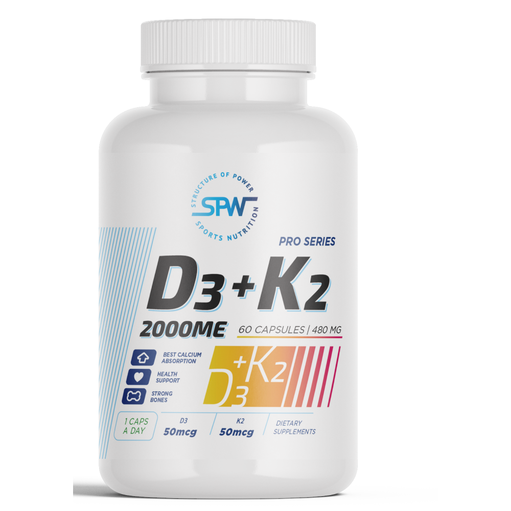 Витамин д3 + k2 SPW 2000 ME + k2 50 мкг. 60 капсул