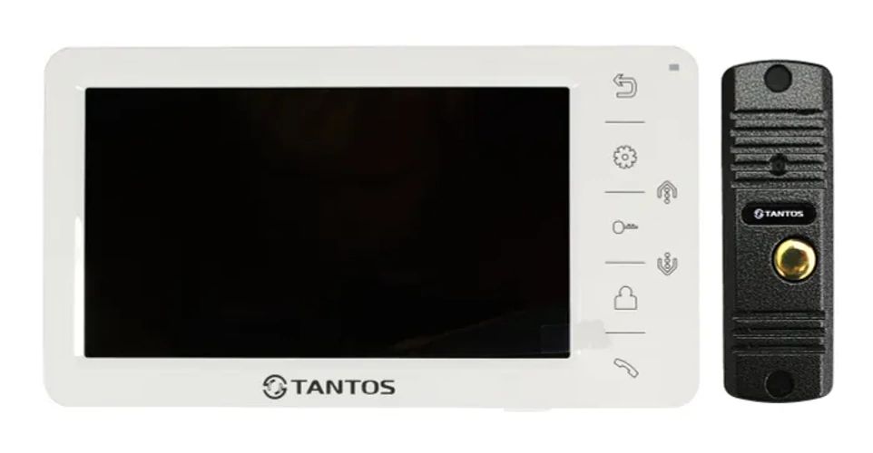 Комплект видеодомофона Tantos Amelie (белый) и Walle+ (серебро)