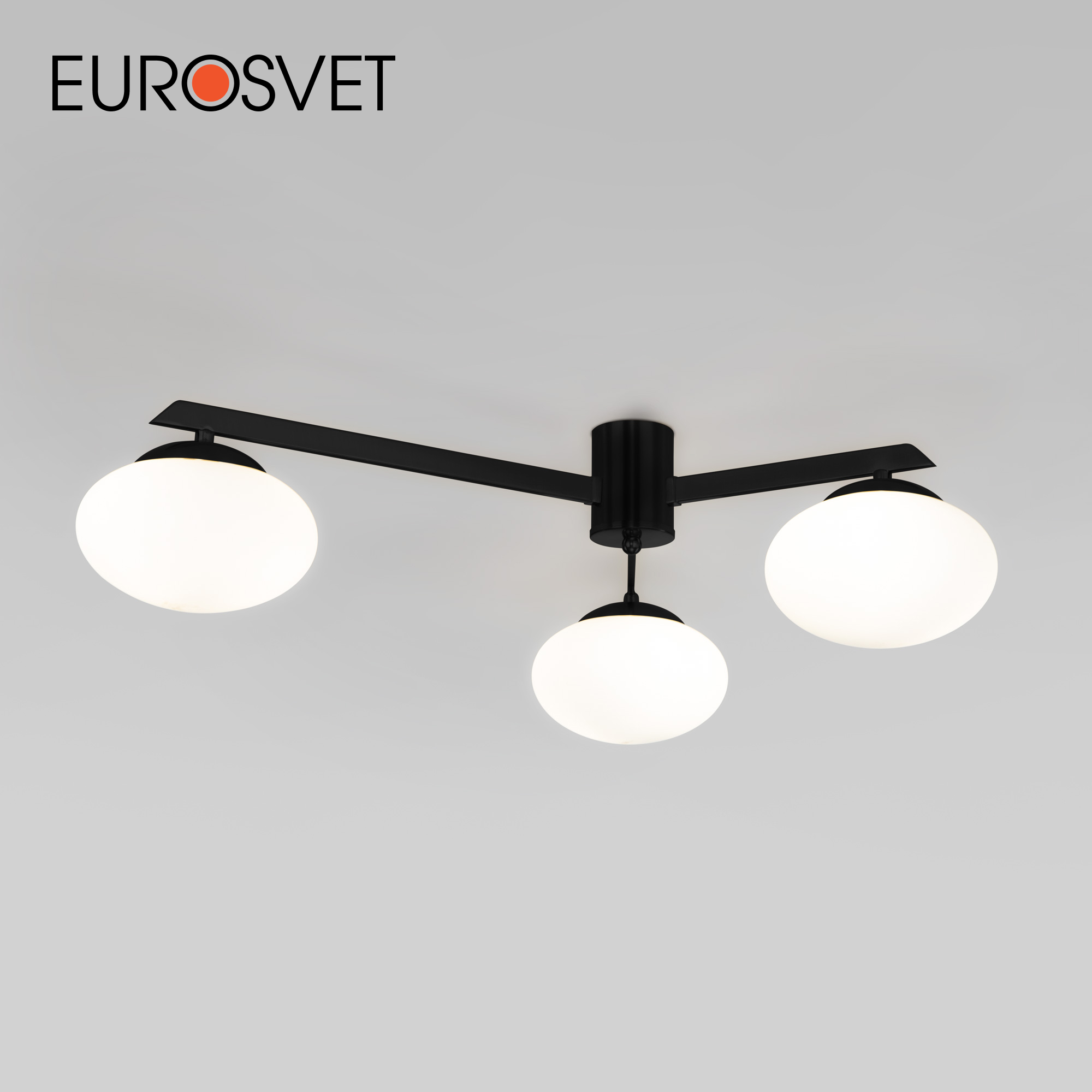 

Потолочная люстра на три стеклянных плафона Eurosvet Opaline 70220/3 G9 черный, Opaline