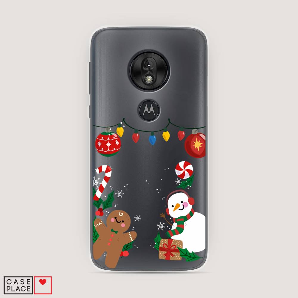 

Чехол на Motorola Moto G7 Play "Новогоднее настроение", Коричневый;красный;зеленый, 241250-5