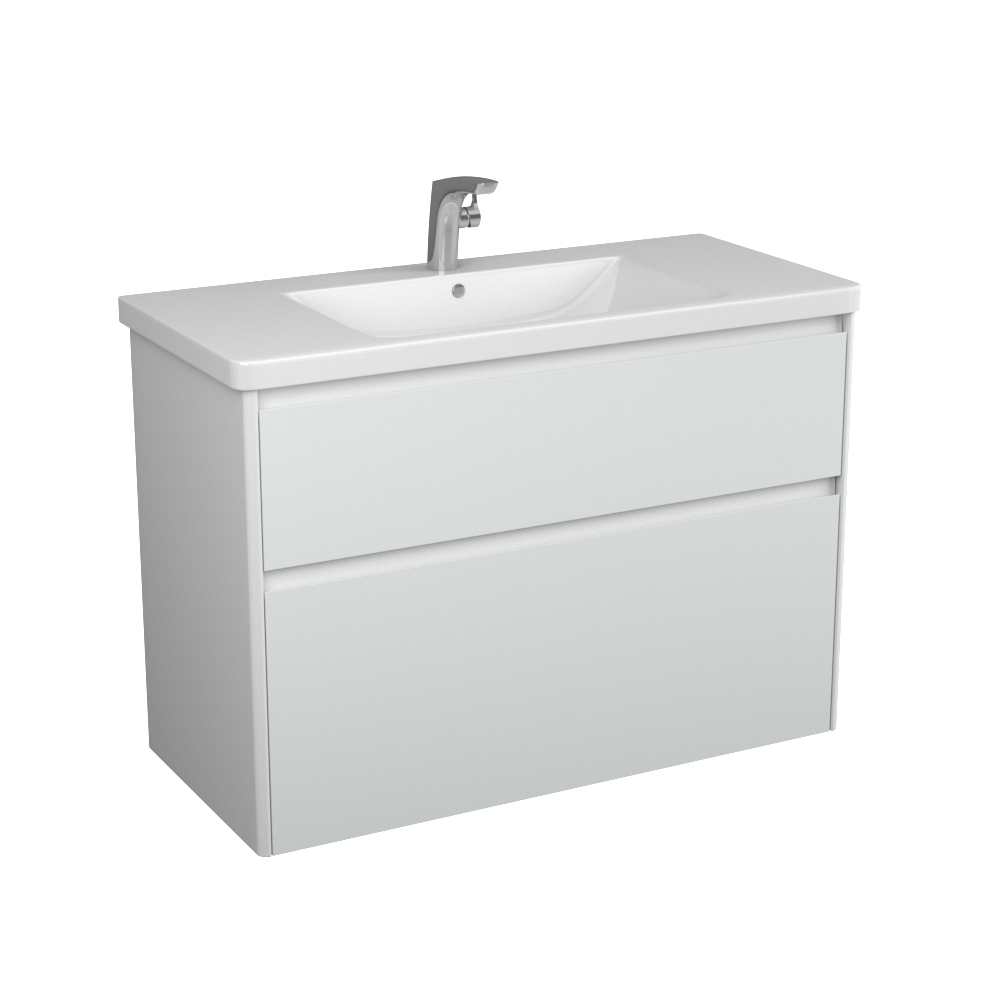 

Комплект мебели OWL 1975 MALAREN 100 тумба 2 ящика белая + раковина 100 см SOFT, Malaren