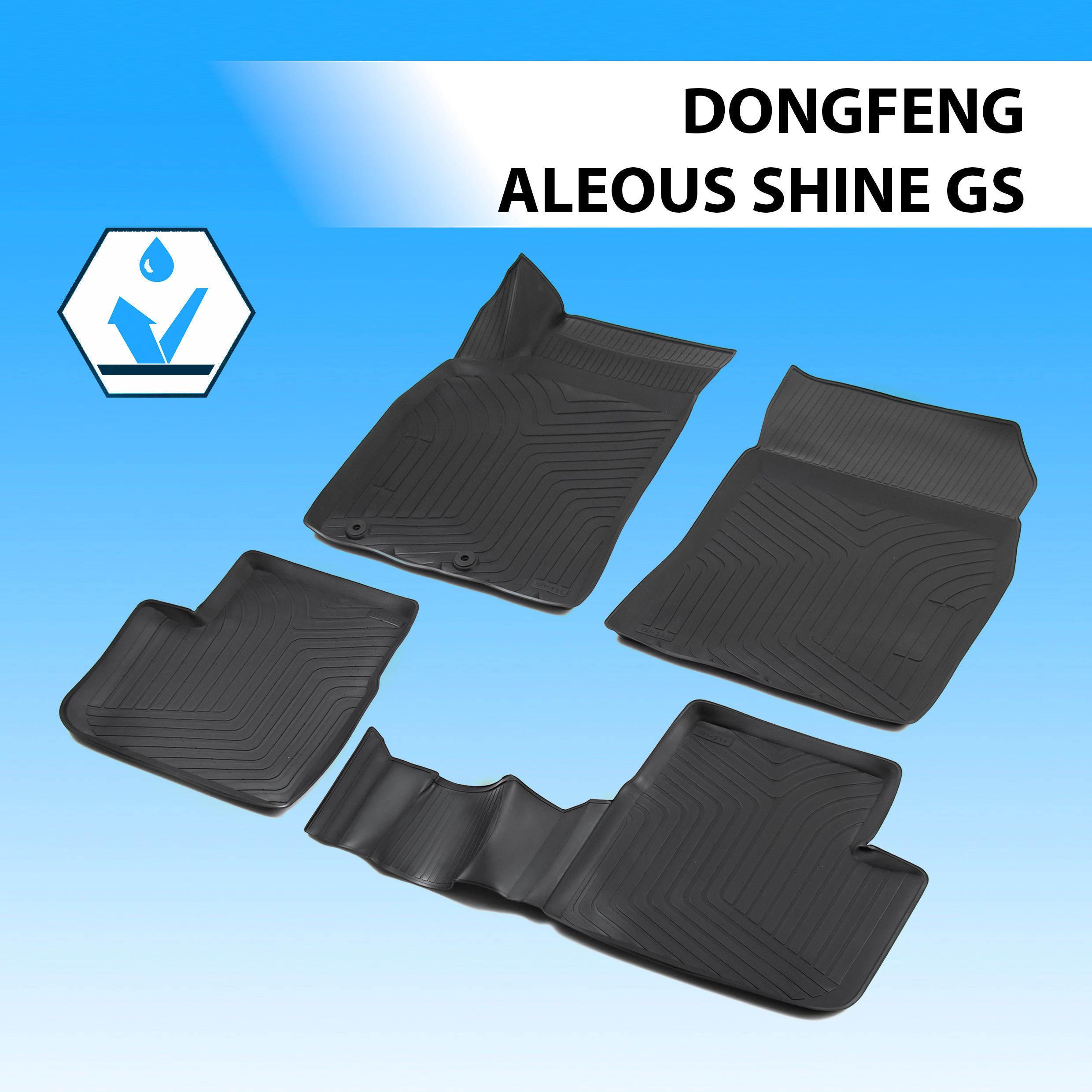 

Комплект ковриков в салон автомобиля Rival DongFeng Aeolus Shine GS 2024-н.в., 19304001, Aeolus Shine GS