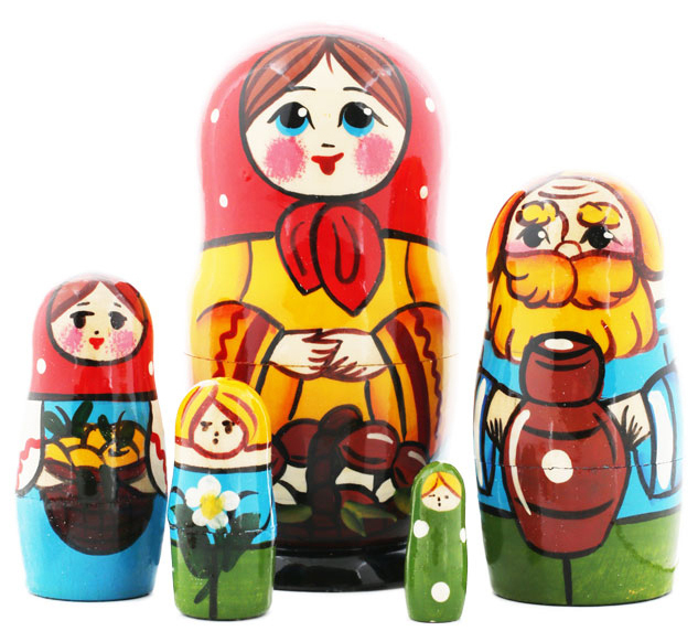 

Матрешка Маша с грибами 23662, 5 мест, 11 см, Разноцветный