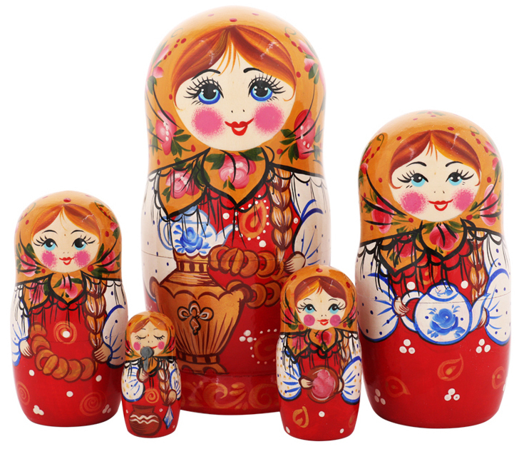 

Матрешка Чаепитие 23643, 5 мест, 18 см, Разноцветный