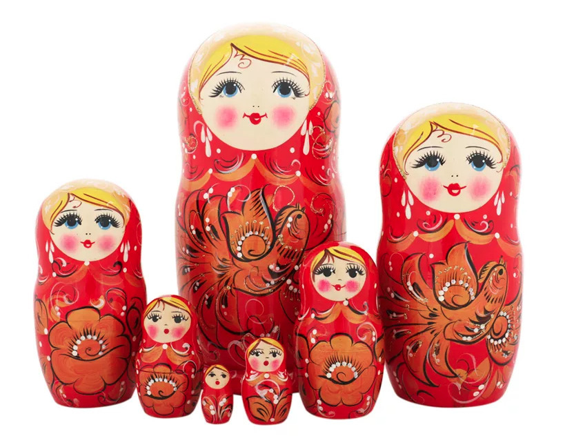 

Матрешка Жар-Птица 23642 на красном, 7 мест, 21 см, Разноцветный