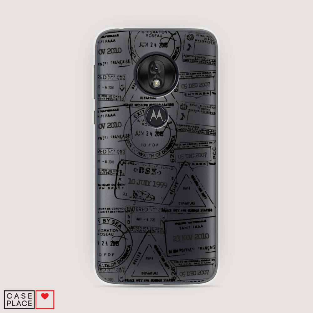 

Чехол на Motorola Moto G7 Play "Visa stamps 2", Белый;черный;серый, 241250-2