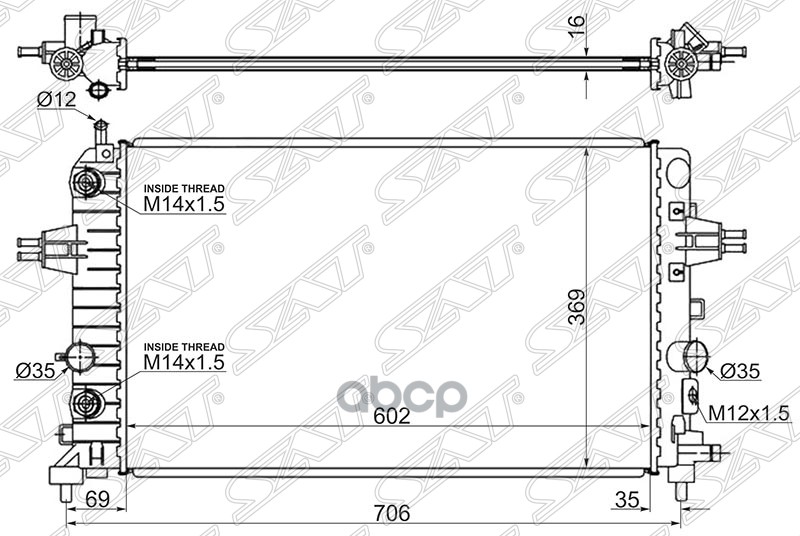 

Радиатор Opel Astra H 1.6/1.8 2004-2010 /Zafira B 1.6/1.8 2005- Sat арт. SG-OP0006-04-1