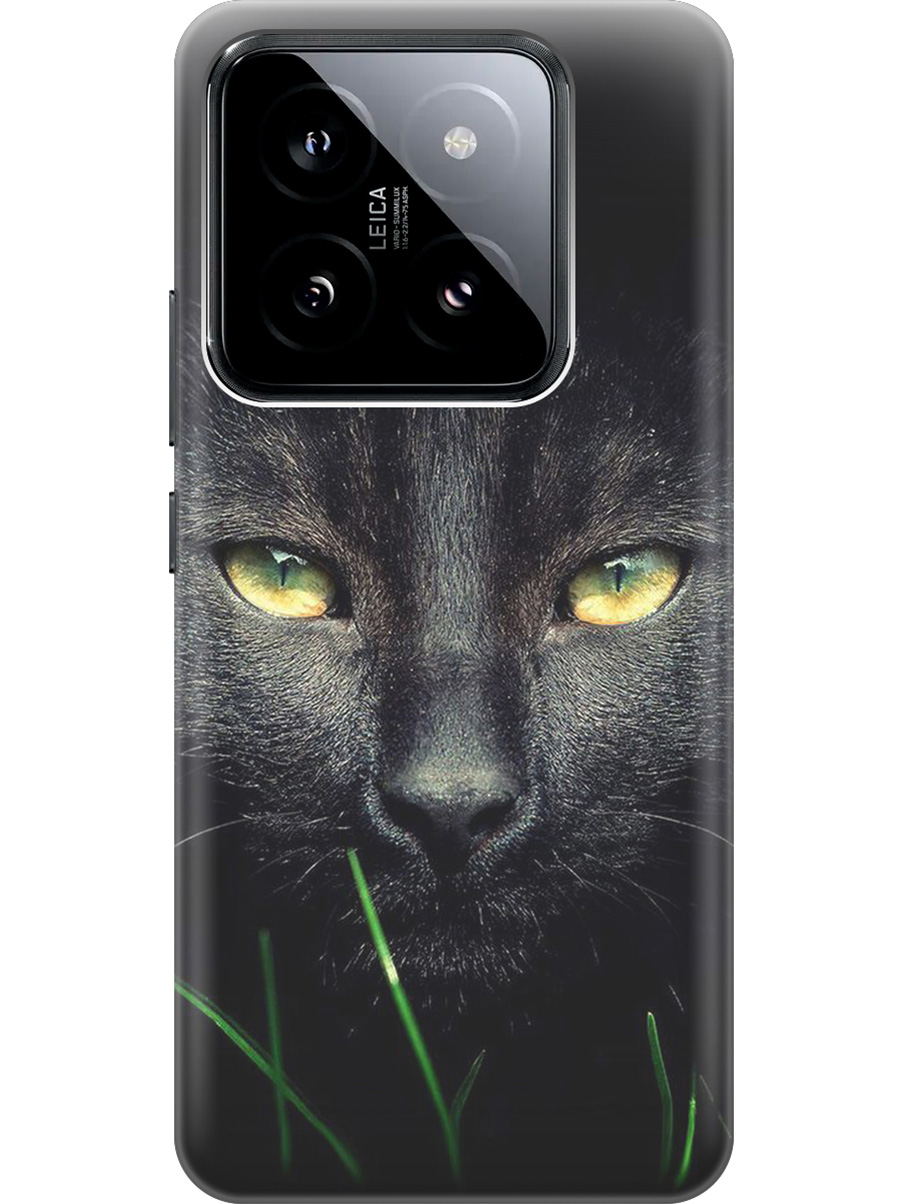 

Силиконовый чехол на Xiaomi 14 Pro с рисунком "Кошка в темноте", Черный, 20012089