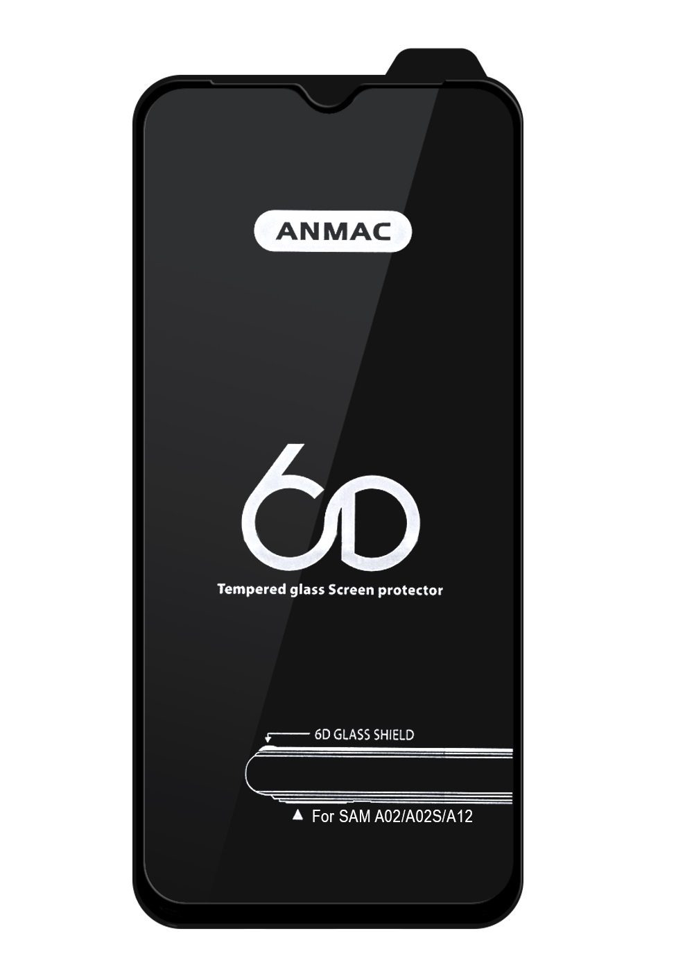 Защитное стекло Anmac для Samsung A02/A02S/A04/A04S/A12 6D Black (IS018451)