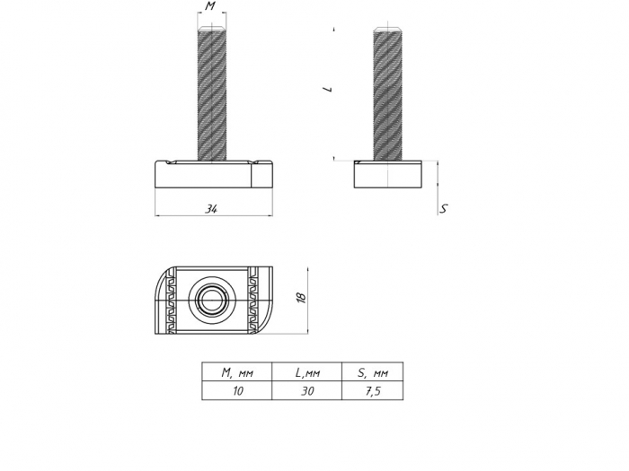 фото Strut-т-болт м10х30 ekf 20 шт