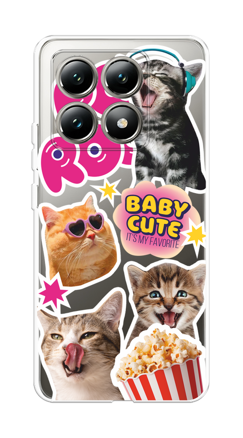 

Чехол на Xiaomi 14T "Popcorn cats", Серый;коричневый;розовый, 322850-1