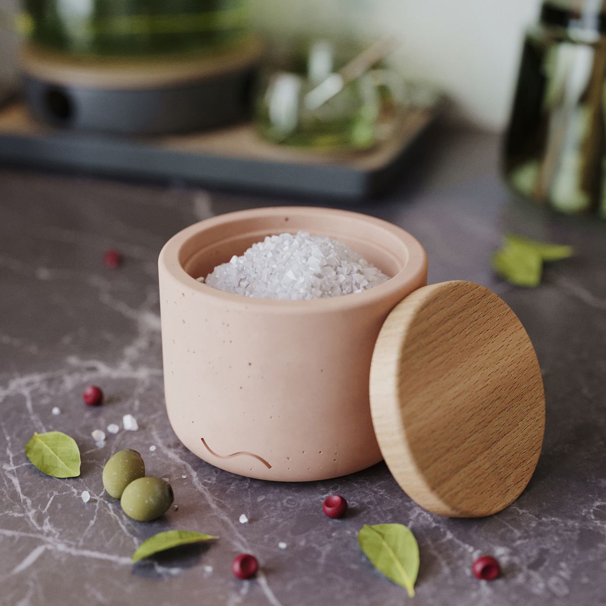 

Банка, ёмкость для хранения ,Astrid XS Matte, 0,18 л, , бетон, розовая матовая.