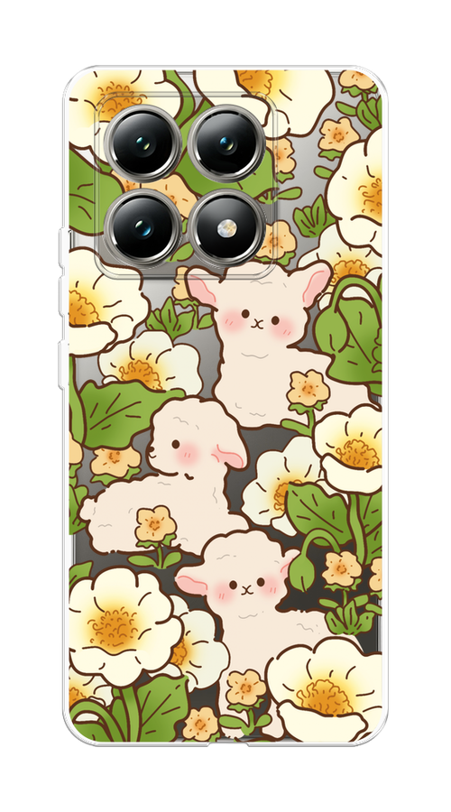 

Чехол на Xiaomi 14T "Овечки в цветах", Зеленый;бежевый, 322850-1