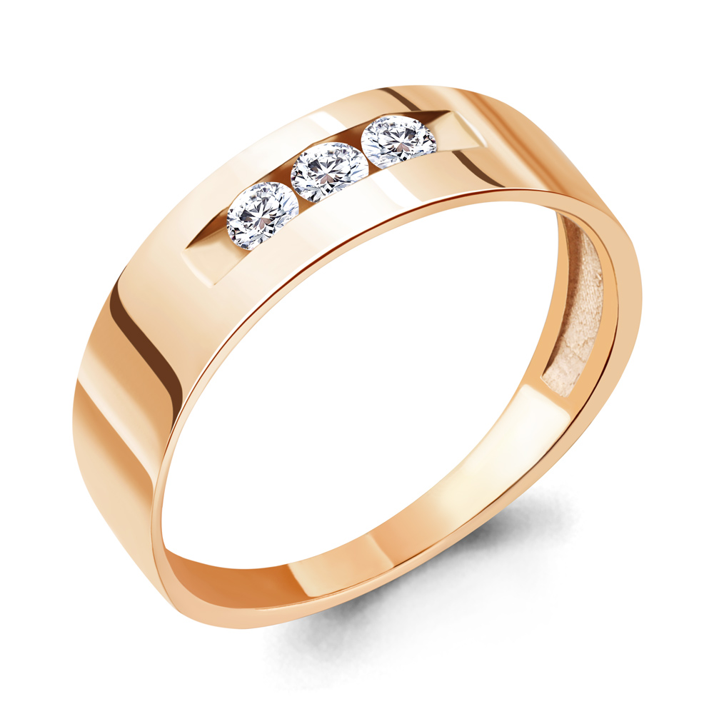

Кольцо обручальное из серебра с фианитом р. Aquamarine 67402А, 67402А_925_з