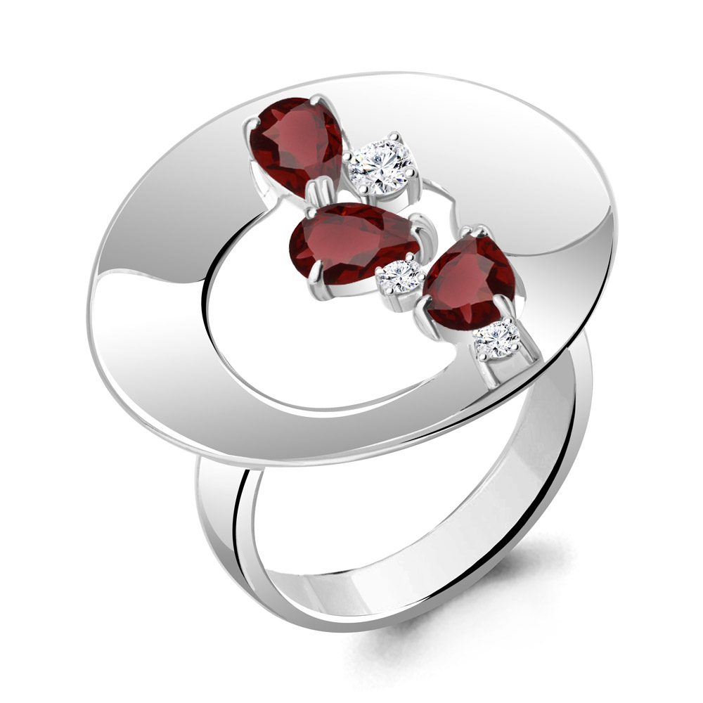 

Кольцо из серебра с гранатом/фианитом р. Aquamarine 6953903А, 6953903А_925_р