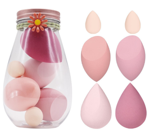 Спонж для макияжа Rimei SP210, набор, с футляром для хранения. Цвет розовый. kaizer спонж латексный форма яйца ассорти