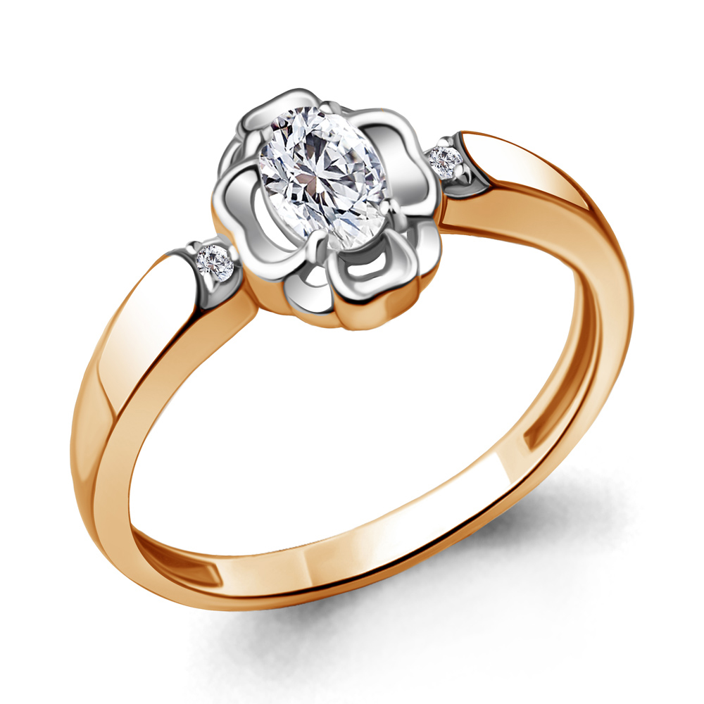 

Кольцо из красного золота с фианитом р., Aquamarine 68649, 68649_585_кз