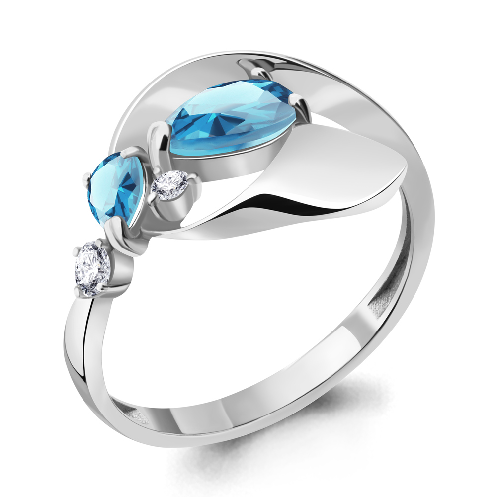 

Кольцо из серебра с топазом/фианитом р. Aquamarine 6954105А, 6954105А_925_р