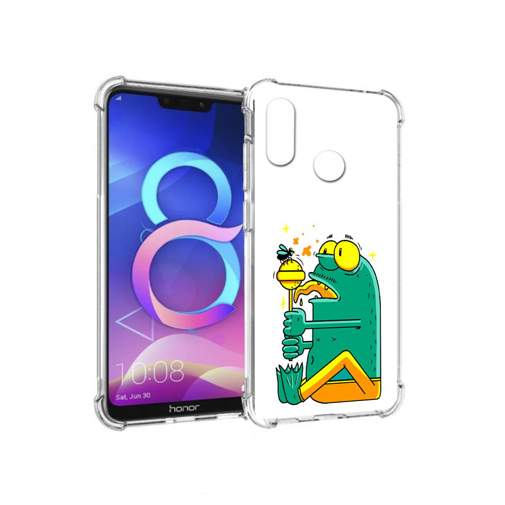 

Чехол MyPads Tocco для Honor 8C Зеленая лягушка с чупа чупсом (PT121522.29.85), Прозрачный, Tocco